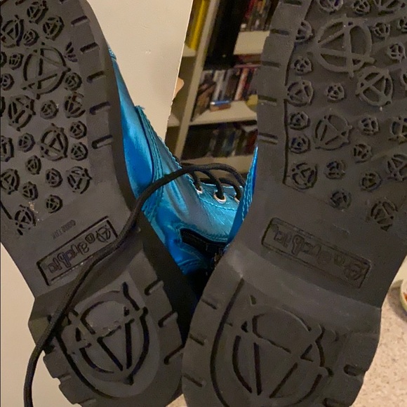 Metallic Blue Combat Boots - Picture 3 of 5